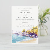 Coastal Sand Beach Rocky Seascape Paare Dusche Einladung (Stehend Vorderseite)