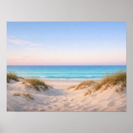 Coastal Sand Dunes Beach Poster - Pastel Sunset (Vorne)