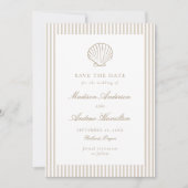 Coastal Sand Stripe Shell Wedding Save the Date (Vorderseite)