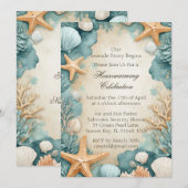 Coastal Sandy Beach Seashells Housewarming Party Einladung (Vorne/Hinten)