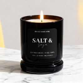 Coastal Sea & Sand Custom Candle Label Black White Quadratischer Aufkleber