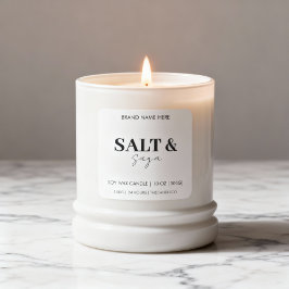 Coastal Sea & Sand Custom Candle Label Black White Quadratischer Aufkleber