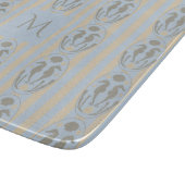 Coastal Seahorse Cameo Blue Cream Strip Monogram Schneidebrett (Ecke)
