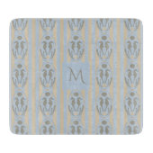 Coastal Seahorse Cameo Blue Cream Strip Monogram Schneidebrett (Vorderseite)