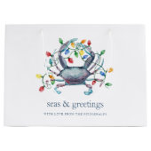 Coastal “Seas & Greetings” Crab Holiday Große Geschenktüte (Vorderseite)