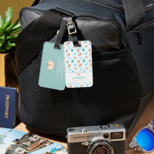Coastal Seashell Beach Custom Elegant Travel Gepäckanhänger (Vorderseite & Rückseite)