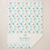 Coastal Seashell Beach House Decor Monogram Sherpadecke (Vorderseite)