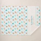 Coastal Seashell Beach House Decor Monogram Sherpadecke (Vorderseite (Horizontal))