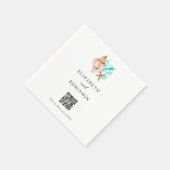 Coastal Seashell Beach Wedding QR Code Share Photo Serviette (Ecke)