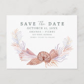 Coastal Seashell Beach Wedding Save the Date Ankündigungspostkarte (Vorderseite)