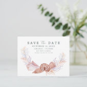 Coastal Seashell Beach Wedding Save the Date Ankündigungspostkarte (Stehend Vorderseite)