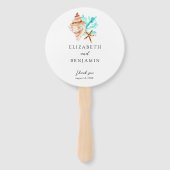 Coastal Seashell Beach Wedding Tropical QR Photo Fächer (Vorderseite)