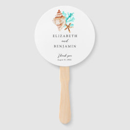 Coastal Seashell Beach Wedding Tropical QR Photo Fächer