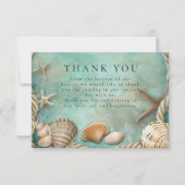 Coastal Seashell Botanical Wedding Dankeskarte (Vorderseite)