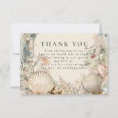 Coastal Seashell Botanical Wedding Dankeskarte (Vorderseite)