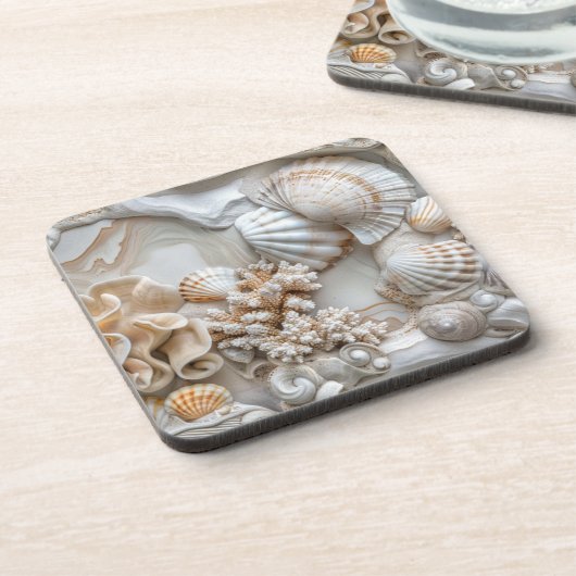 Coastal Seashell Coasters Getränkeuntersetzer (Linke Seite)