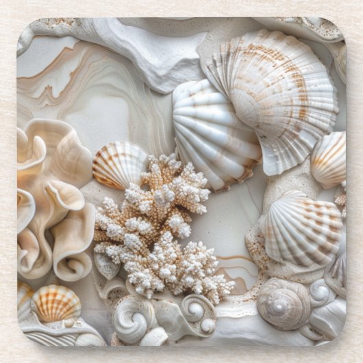 Coastal Seashell Coasters Getränkeuntersetzer (Vorderseite)