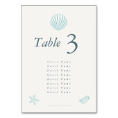 Coastal Seashell Elegant Wedding Tischnummer (Rückseite)