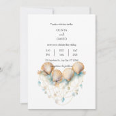 Coastal Seashell Garland Decor Beach Wedding Einladung (Vorderseite)