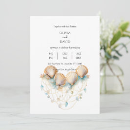 Coastal Seashell Garland Decor Beach Wedding Einladung