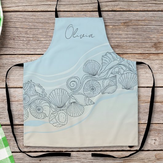 Coastal Seashell Line Art Schürze
