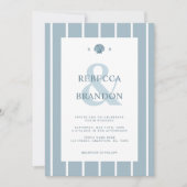 Coastal Seashell Monogram Blue QR Code Wedding Einladung (Vorderseite)