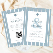 Coastal Seashell Monogram Blue QR Code Wedding Einladung