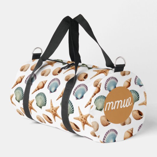 Coastal Seashell Monogram Gym & Travel Bag Duffle Bag (Linke Seite)