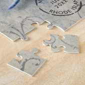 Coastal Seashell Monogram Name Indigo Blue Puzzle (Seite)