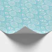 Coastal Seashell Muster Blau Geschenkpapier (Ecke)