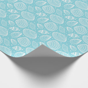 Coastal Seashell Muster Blau Geschenkpapier