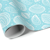 Coastal Seashell Muster Blau Geschenkpapier (Rolleneckpunkt)