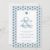 Coastal Seashell Muster Monogram QR Code Wedding Einladung (Vorderseite)
