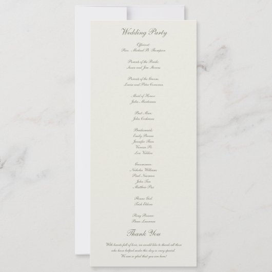 Coastal Seashell Nautical Formal Wedding Program (Rückseite)