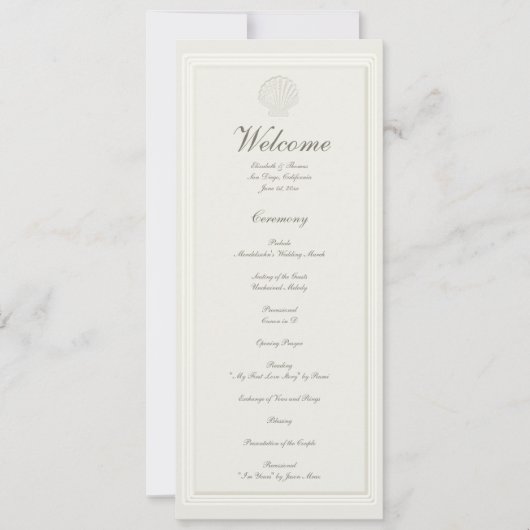 Coastal Seashell Nautical Formal Wedding Program (Vorderseite)