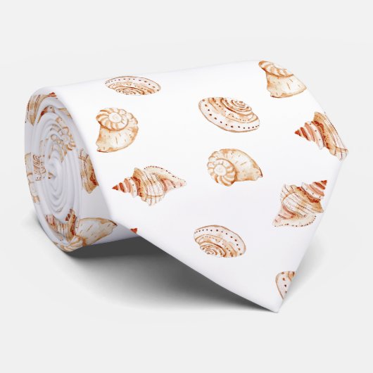 Coastal Seashell Oceanside Beach Nautical Krawatte (Gerollt)