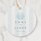 Coastal Seashell White Blue Wedding  Geschenkanhänger (Rückseite)
