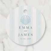 Coastal Seashell White Blue Wedding  Geschenkanhänger (Rückseite)