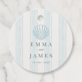 Coastal Seashell White Blue Wedding  Geschenkanhänger (Vorderseite)