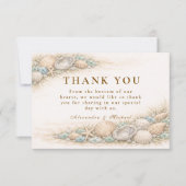 Coastal Seashell Wreath Wedding Dankeskarte (Vorderseite)