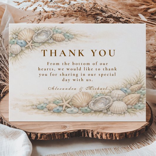 Coastal Seashell Wreath Wedding Dankeskarte