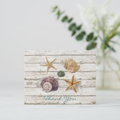 Coastal seashells Sommerstrand Hochzeit danke Postkarte (Stehend Vorderseite)