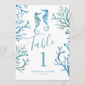 Coastal Seepferd Hochzeit Tischnummer (Rückseite)