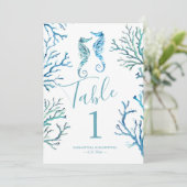 Coastal Seepferd Hochzeit Tischnummer (Stehend Vorderseite)
