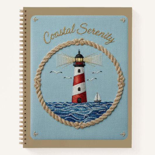 Coastal Serenity Embroidered Lighthouse Journal Notizblock (Vorderseite)