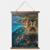 Coastal Serenity from Above Wandteppich Mit Holzrahmen (Vorderseite)