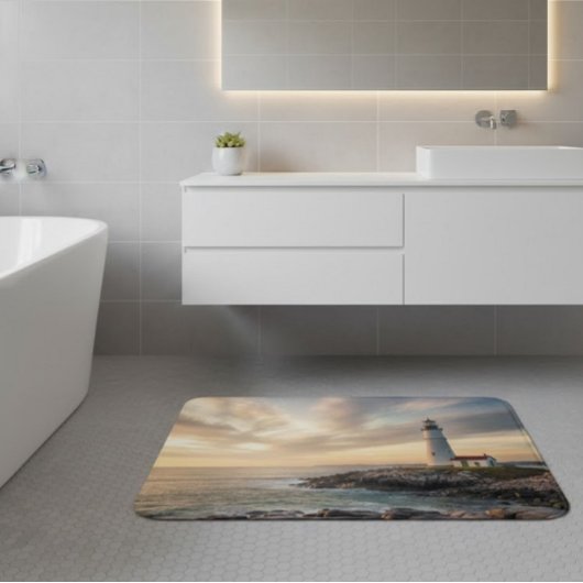 Coastal Serenity Lighthouse Bath Mat Badematte