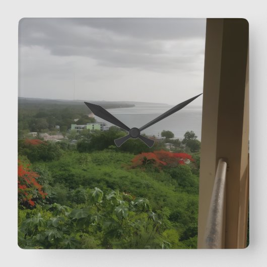 Coastal Serenity Quadratische Wanduhr (Vorderseite)