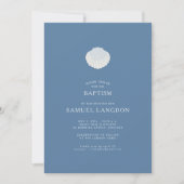 Coastal shell blue Christian baptism Invitation Einladung (Vorderseite)