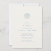Coastal shell blue Christian baptism Invitation Einladung (Vorderseite)